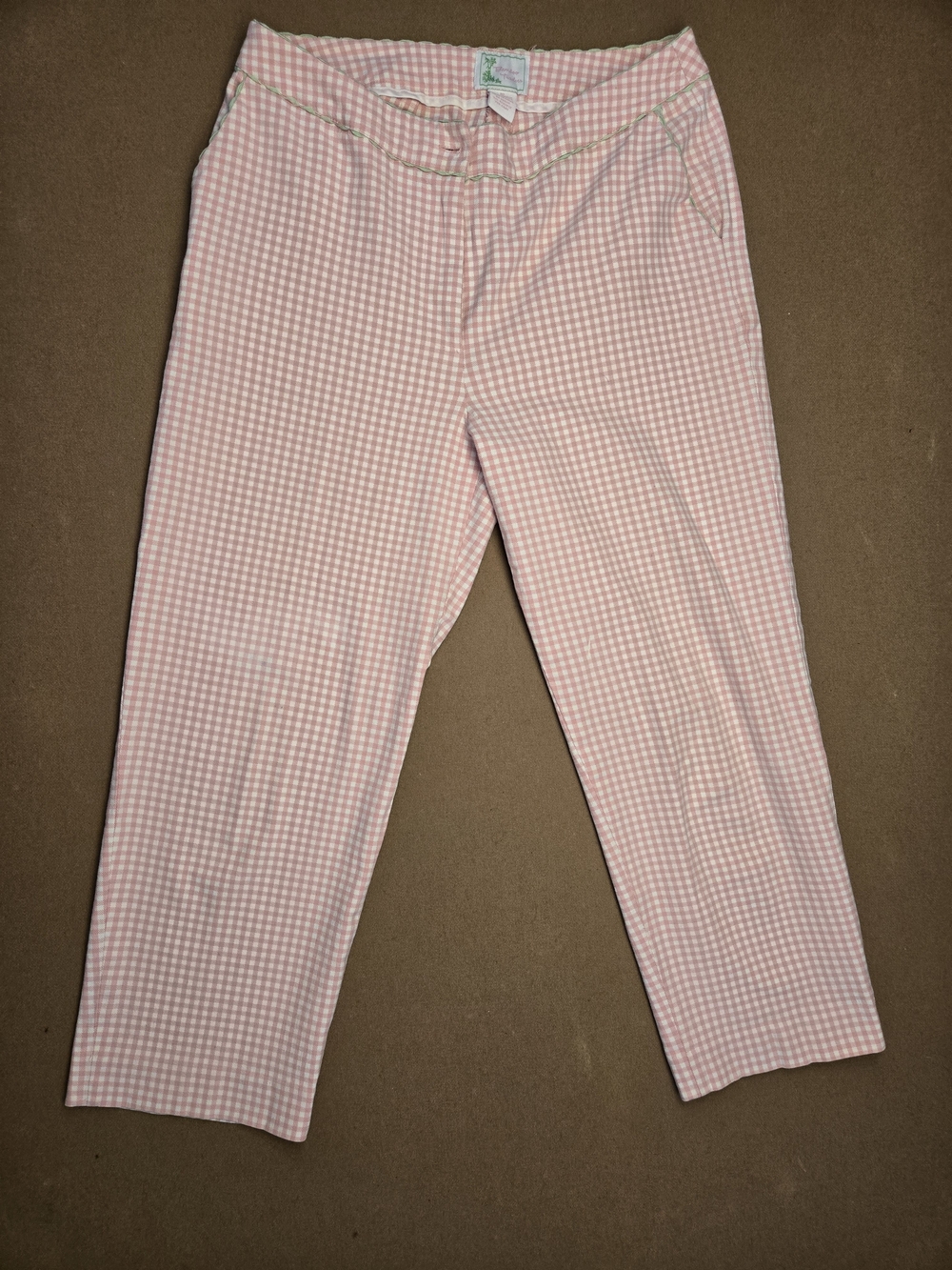 Womens Pink Gingham Casual Pants -Bamboo Traders